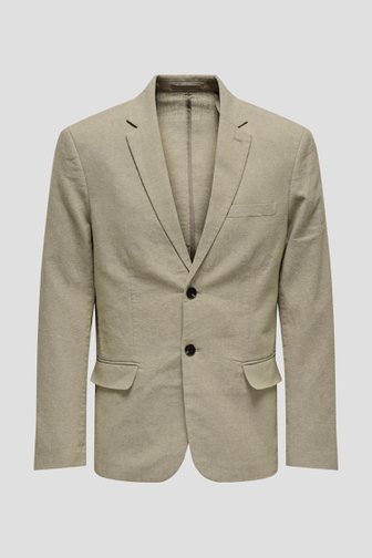 Voorkant van Beige kostuumvest met linnen door Only & Sons voor Heren