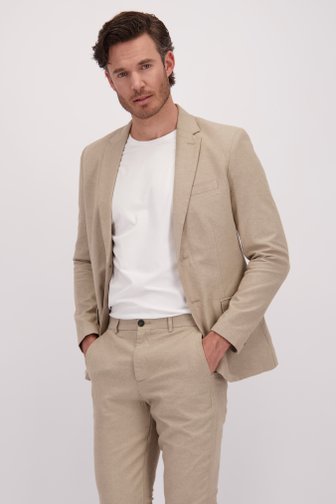 Voorkant van Beige kostuumvest met linnen door Only & Sons voor Heren