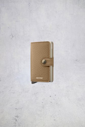 Voorkant van Beige lederen kaarthouder - Miniwallet Pebble door Secri voor Dames