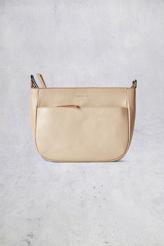 Voorkant van Beige lederen schoudertas door Crinkles voor Dames