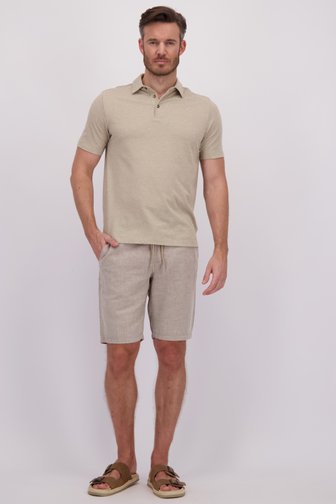 Voorkant van Beige linnen bermuda met elastische taille door Upper East voor Heren