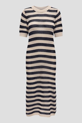 Beige midi kleedje met blauw gestreept motief van JDY voor Dames