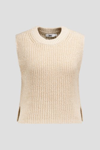 Extra foto 4 van Beige mouwloze gebreide cardigan  door Louise voor Dames