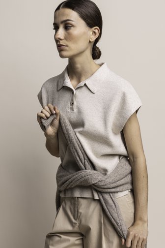 Extra foto 5 van Beige mouwloze polo knit door LŌVING voor Dames