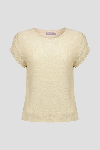 Beige mouwloze trui met goudgele glitter van Geisha voor Dames