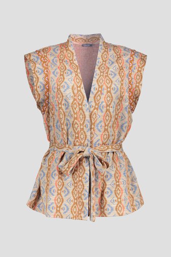 Beige mouwloze vest met print van Geisha voor Dames