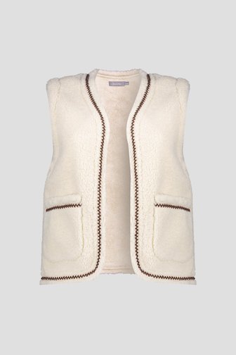 Voorkant van Beige omkeerbare bodywarmer door Geisha voor Dames