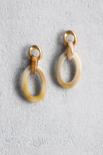 Voorkant van Beige oorbellen met ovale hangers door Liberty Island voor Dames