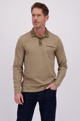 Voorkant van Beige polo met lange mouwen door Dansaert Blue voor Heren