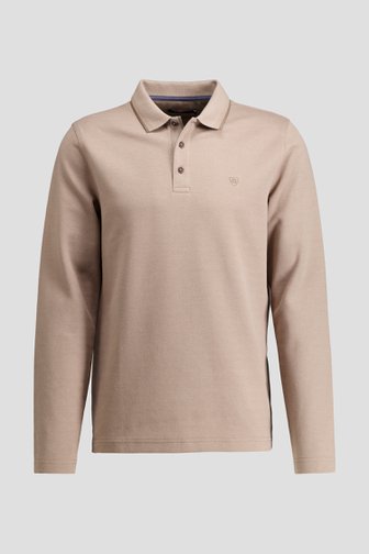 Voorkant van Beige polo met lange mouwen door Dansaert Blue voor Heren