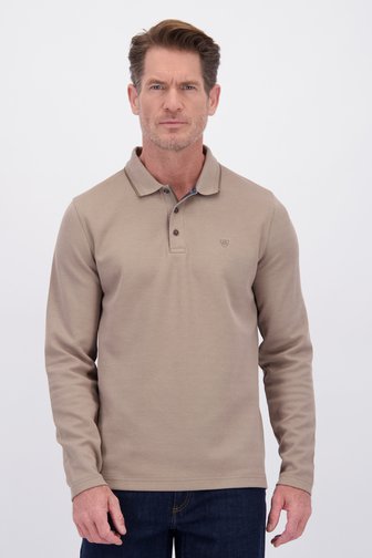 Voorkant van Beige polo met lange mouwen door Dansaert Blue voor Heren