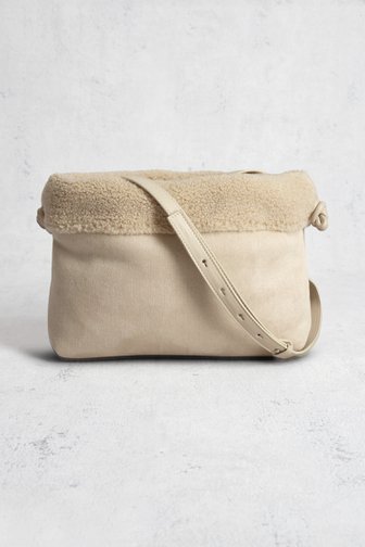 Opus Beige schoudertas met teddy