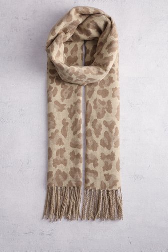 Voorkant van Beige sjaal met luipaardprint door Modeno voor Dames