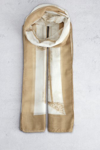 Voorkant van Beige sjaaltje met safariprint door Modeno voor Dames