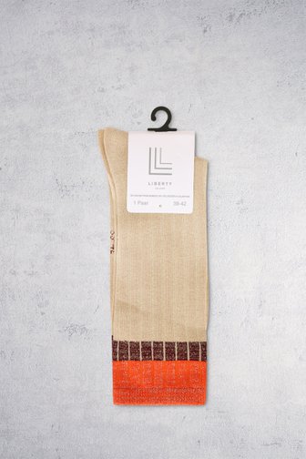 Voorkant van Beige sokken met rood glitterend detail door Liberty Island voor Dames