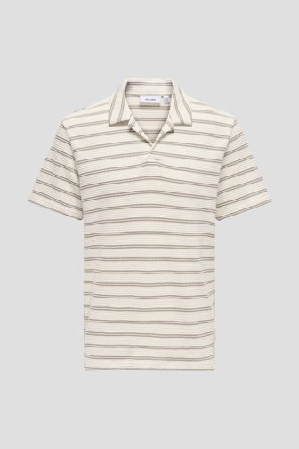 Beige structuurgebreide polo met strepen van ONLY & SONS voor Heren