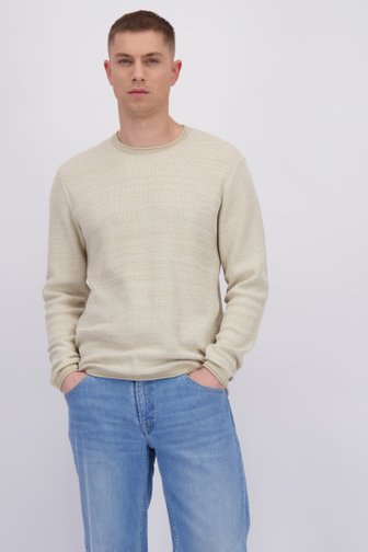 Voorkant van Beige structuurgebreide trui met ronde hals door Only & Sons voor Heren