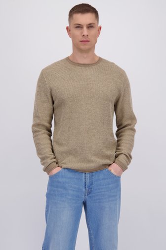 Voorkant van Beige structuurgebreide trui met ronde hals door Only & Sons voor Heren