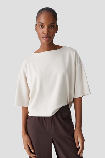 Voorkant van Beige T-shirt met driekwartmouw door Opus voor Dames