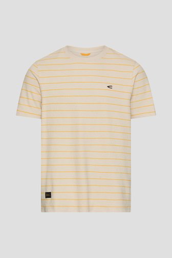Voorkant van Beige T-shirt met gele strepen door Camel active voor Heren