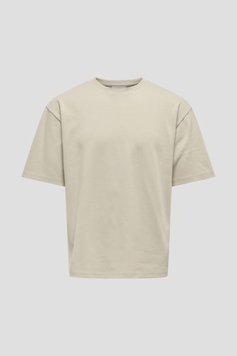 Beige T-shirt met ronde hals van ONLY & SONS voor Heren