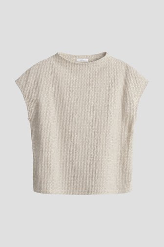 Voorkant van Beige T-shirt met structuur door Opus voor Dames
