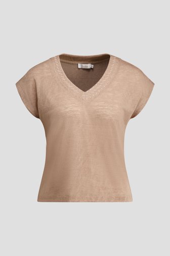 Productfoto 1 van Beige T-shirt met V-hals door Liberty Loving nature voor Dames