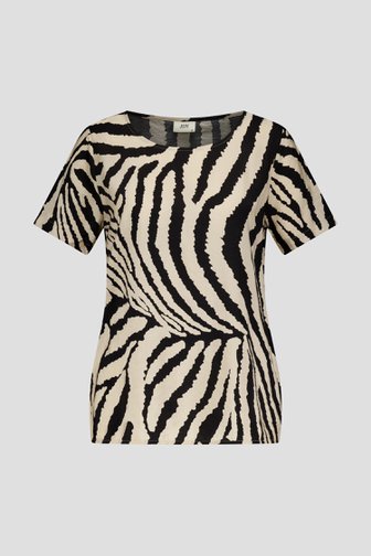 Beige T-shirt met zwart zebra motief van JDY voor Dames
