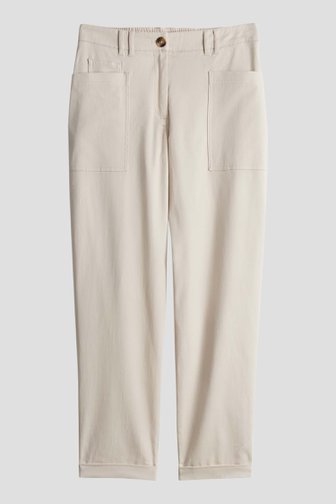 Beige tapered fit broek met elastische tailleband van Opus voor Dames