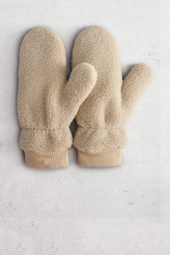 Voorkant van Beige teddy wanten met wol door Opus voor Dames