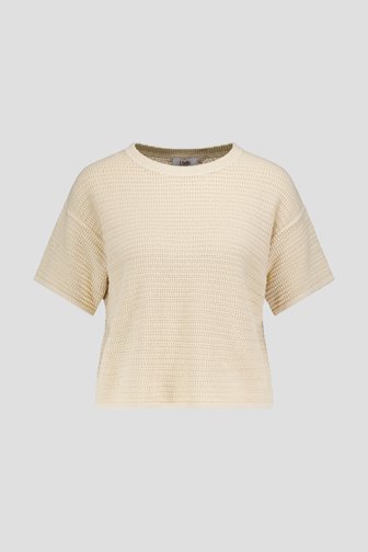 Voorkant van Beige trui met crochetlook door Libelle voor Dames