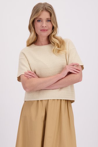 Voorkant van Beige trui met crochetlook door Libelle voor Dames