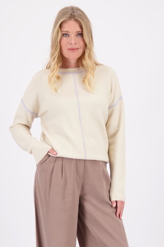 Voorkant van Beige trui met glitterstreep door Libelle voor Dames