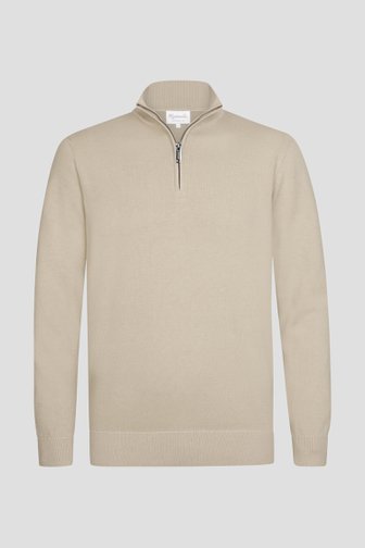 Voorkant van Beige trui met korte rits door Michaelis voor Heren