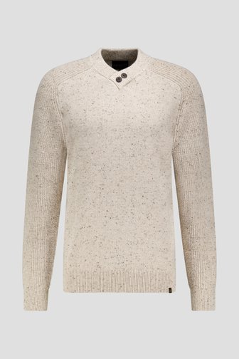 Voorkant van Beige trui met V-hals door Ravøtt voor Heren