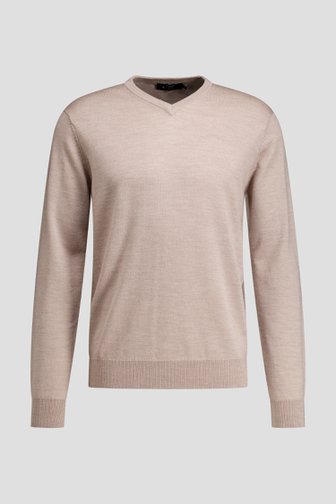Voorkant van Beige wollen trui met V-hals door Dansaert Black Premium voor Heren