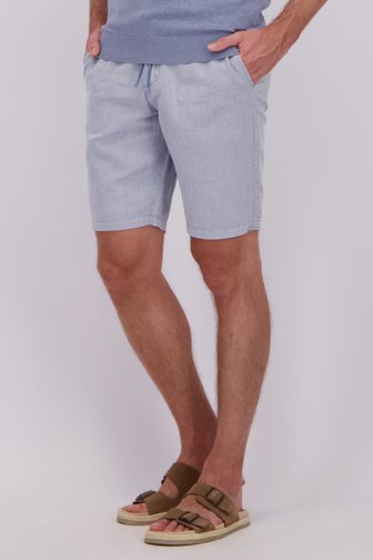 Le devant de Bermuda en lin bleu clair à taille élastique de Upper East pour Hommes