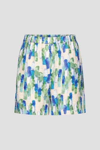 Bermuda met blauw-groene aquarelprint  van Liberty Loving nature voor Dames