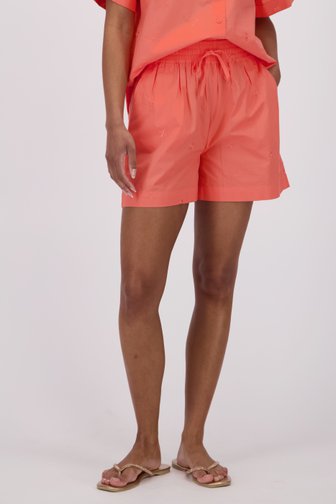 Bermuda rose corail avec broderie de Louise pour Femmes