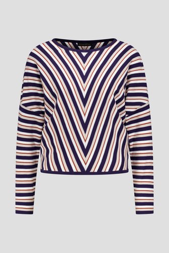 Voorkant van Blauw-beige gestreepte trui door Claude Arielle voor Dames