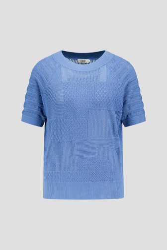 Blauw gebreid truitje met patchwork-look van Libelle voor Dames