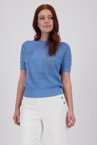 Blauw gebreid truitje met patchwork-look van Libelle voor Dames