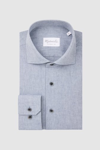 Blauw gemêleerd hemd - Slim fit van Michaelis voor Heren