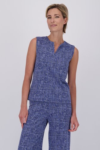 Blauw gemêleerde mouwloze top van Claude Arielle voor Dames