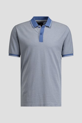 Productfoto 1 van Blauw gemêleerde polo met streep in kraag door Dansaert Blue voor Heren