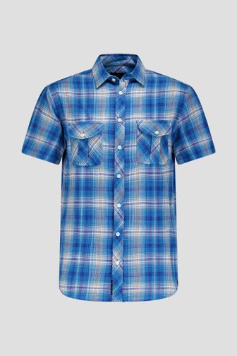 Blauw geruit hemd met cargozakken - Regular fit van Ravøtt voor Heren