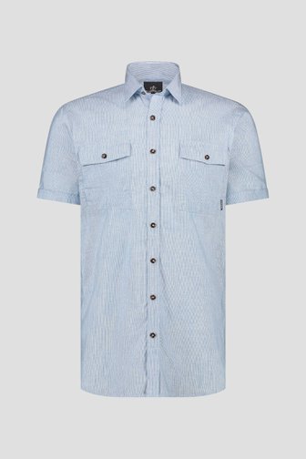 Blauw gestreept hemd met korte mouw - Regular fit van Bluefields voor Heren