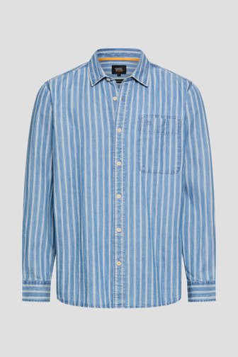 Productfoto 1 van Blauw gestreept jeanshemd - Regular fit door Camel active voor Heren