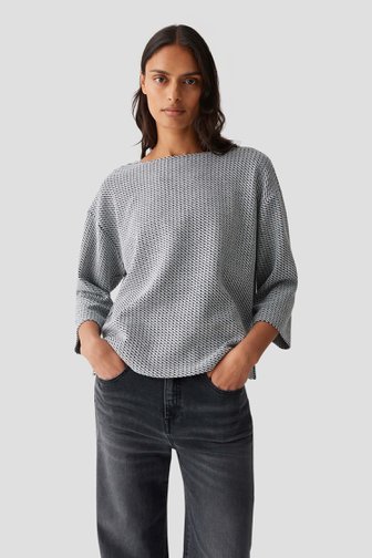 Voorkant van Blauw-grijs gemêleerde trui door Opus voor Dames
