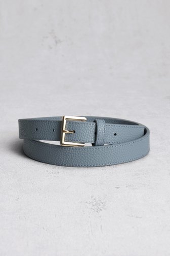 Liberty Island Blauw-grijze riem met zilveren gesp